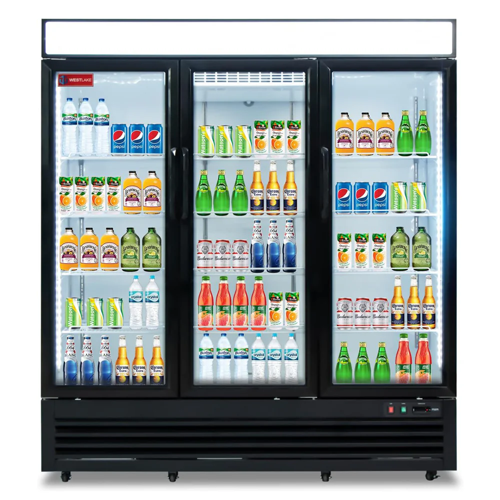 1_4326190f-eb32-464b-93d5-ecfe3715736b_1024x1024.webp WESTLAKE 3-Glass Door, WKR-72GB Commercial 72" Reach-In Merchandiser — 54 Cu.ft | Cubigel + 100% Copper Evaporator + ETL + NSF + DOE - Image 1