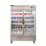 2 Glass Door Commercial Refrigerator 49 Cu.ft Stainless Steel Reach in Upright Merchandiser