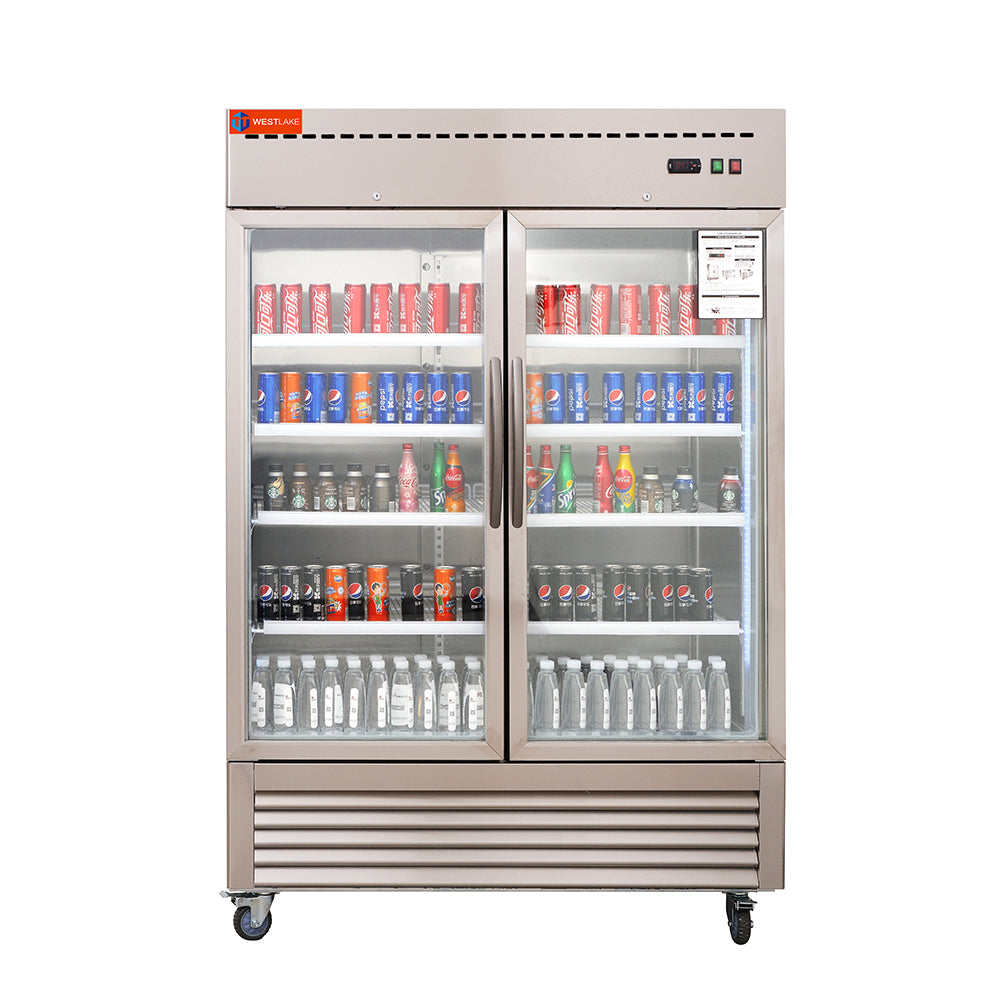 1_54acce53-0845-48a9-8c0e-7fe64aca5449_1024x1024-1.jpg 2 Glass Door Commercial Refrigerator 49 Cu.ft Stainless Steel Reach in Upright Merchandiser - Image 1