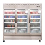 3 Glass Door Commercial Refrigerator 72 Cu.ft Stainless Steel Reach in Upright Merchandiser - Image 7