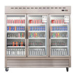 3 Glass Door Commercial Refrigerator 72 Cu.ft Stainless Steel Reach in Upright Merchandiser - Image 8