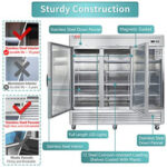 3 Glass Door Commercial Refrigerator 72 Cu.ft Stainless Steel Reach in Upright Merchandiser - Image 4