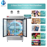WESTLAKE Commercial Freezer Merchandiser 54" 2-Glass Door 49 Cu.ft Stainless Steel | ETL DOE Reach-In Display for Restaurant - Image 2