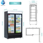 48" Black 2 Glass Door Commercial Fridge - Image 2