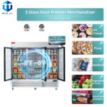 WESTLAKE Commercial Freezer Merchandiser 83" 3-Glass Door 72 Cu.ft Stainless Steel | ETL DOE Reach-In Display for Restaurant - Image 3