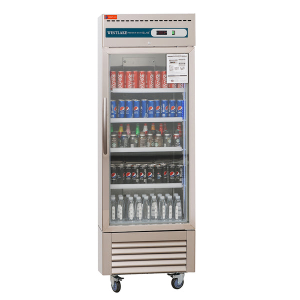 1_c894e3af-17a2-4e46-8125-6232e1fddb08_600x WESTLAKE Commercial Refrigerator Merchandiser 27" 1-Glass Door 23 Cu.ft Stainless Steel | R290 ETL NSF DOE Reach-In for Restaurant - Image 1