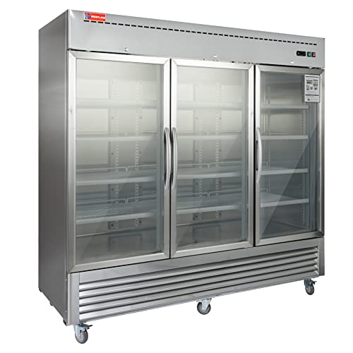 41NBpiXbi5L_600x WESTLAKE Commercial Refrigerator Merchandiser 82" 3-Glass Door 72 Cu.ft Stainless Steel | Embraco ETL Display Cooler Reach-In for Restaurant - Image 1