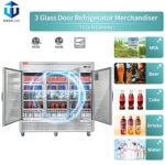 WESTLAKE Commercial Refrigerator Merchandiser 82" 3-Glass Door 72 Cu.ft Stainless Steel | 100% Copper Evaporator 12-Shelf Reach-In for Restaurant - Image 3