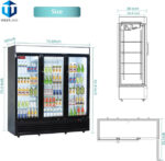 72" Black 3 Glass Door Commercial Refrigerator - Image 3